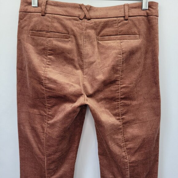 Anthropologie The Essential Slim Velvet Pants Bronze Brown Size 4 - Picture 5 of 14